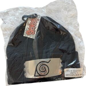 Naruto Black Beanie with Metal Logo Brand New Sealed